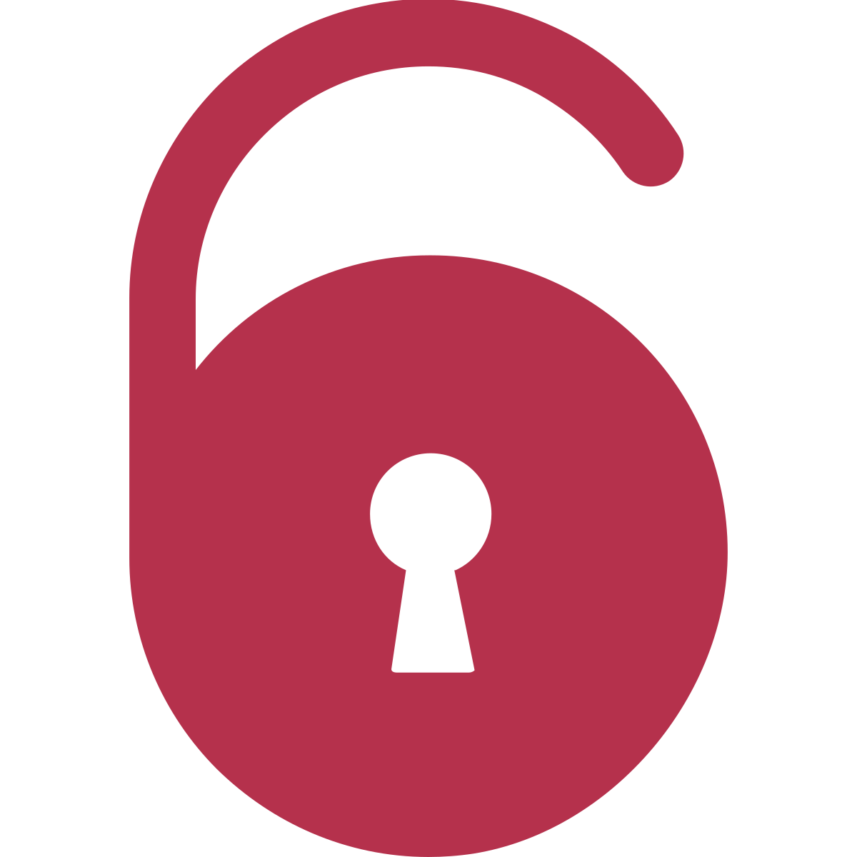 Free and Open Icon - an open circular lock composed of a circle, keyhole and a open latch